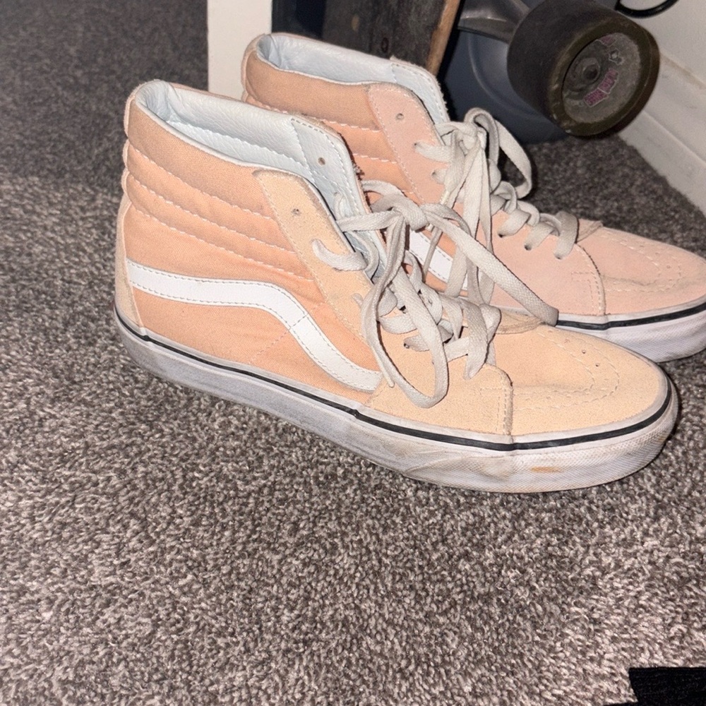 Vans Women's High-Top Sneakers - Peach and White